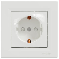Розетка с заземл. с зах.шторк Asfora Schneider Electric белый EPH2900221