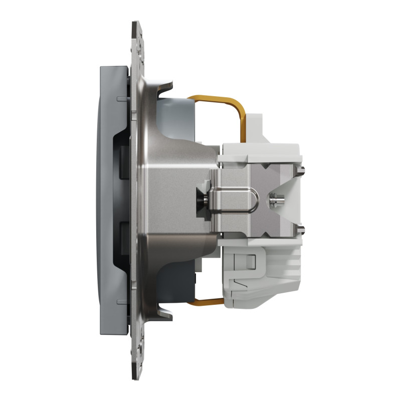 Розетка з заземленням і захисними шторками Asfora Schneider Electric сталь EPH2900262