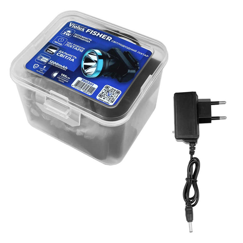 Фонарик FISHER LED 3W 1200mAh 195Lm на голову 10 ч Violux 360301