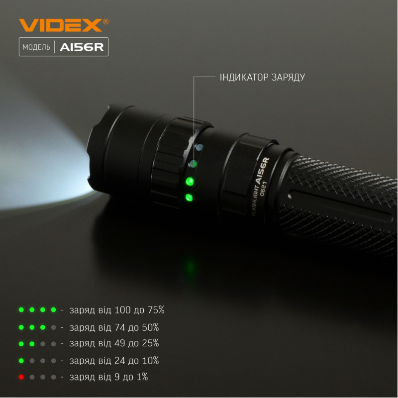 Фонарик портативный светодиодный VIDEX 1700Lm 6500K (VLF-A156R)