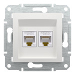 Розетка RJ45 двойная UTP 5E без рамки Asfora Schneider Electric белая EPH4470121