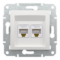 Розетка RJ45 подвійна UTP 5E без рамки Asfora Schneider Electric біла EPH4470121