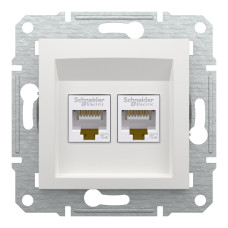 Розетка RJ45 двойная UTP 5E без рамки Asfora Schneider Electric белая EPH4470121