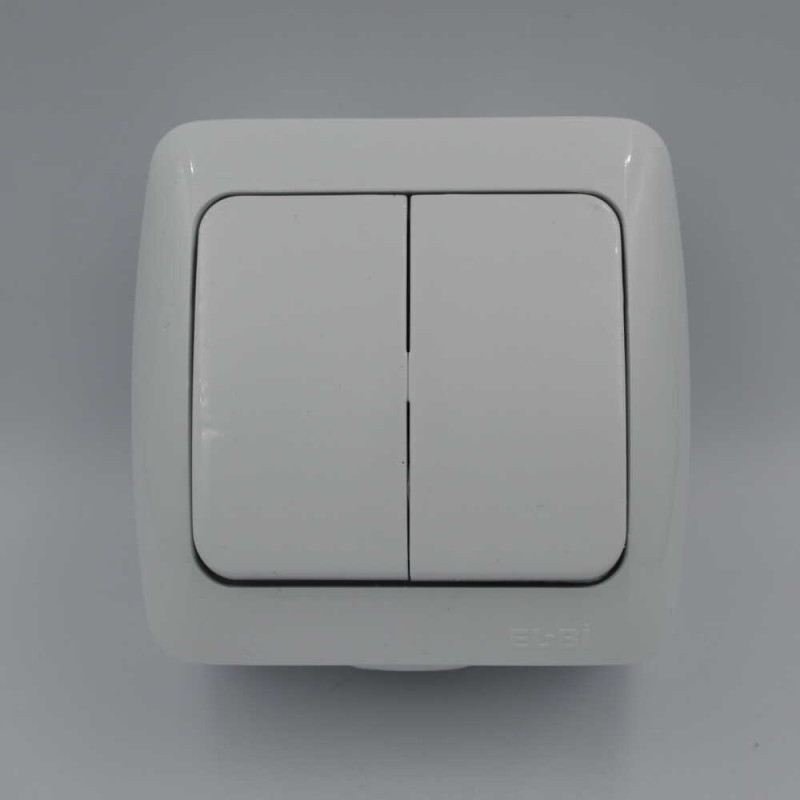 Выключатель El-BI Alsu двухклавишный накладной белый IP20 (504-010200-202)