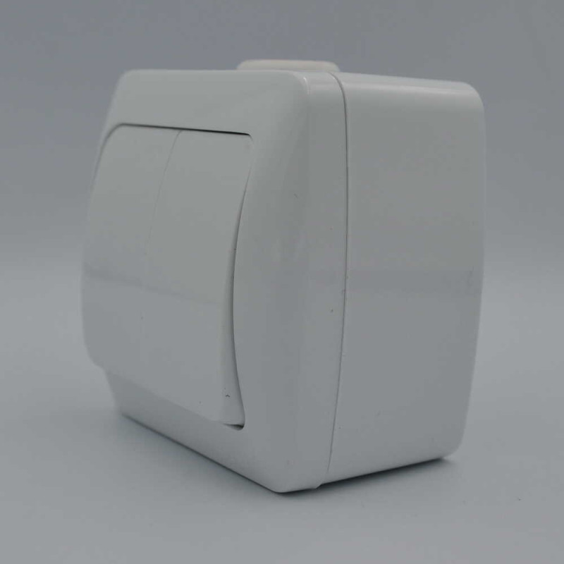 Выключатель El-BI Alsu двухклавишный накладной белый IP20 (504-010200-202)