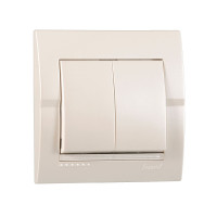 Выключатель двухклавишный LEZARD Deriy жемчужно-белый 702-3030-101