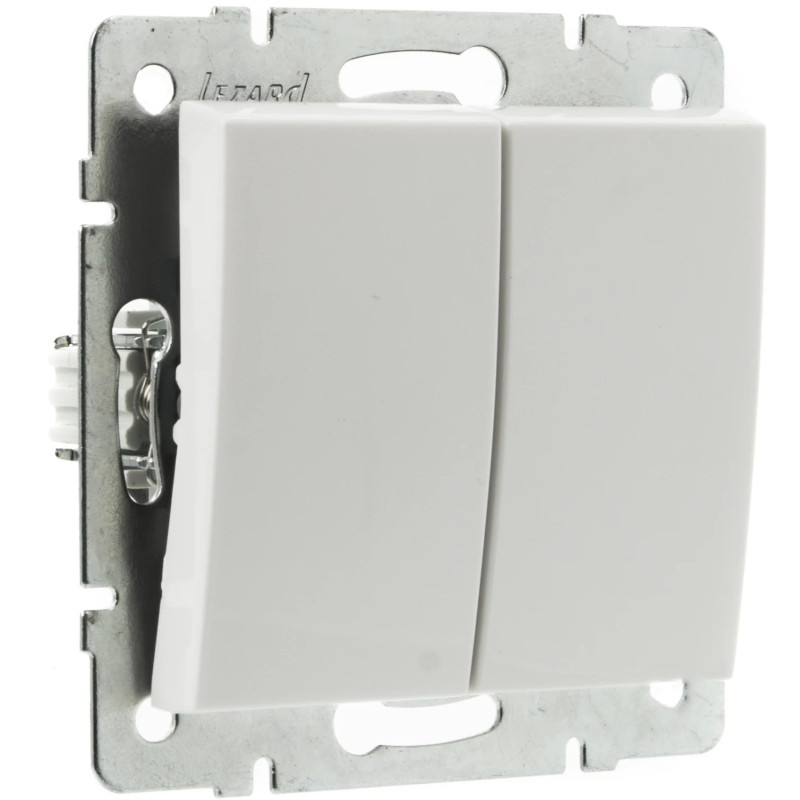 Вимикач двоклавішний LEZARD Rain білий 703-0288-101