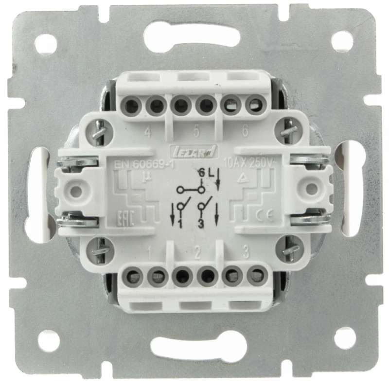 Вимикач двоклавішний LEZARD Rain білий 703-0288-101
