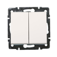 Выключатель двухклавишный LEZARD Rain белый 703-0288-101