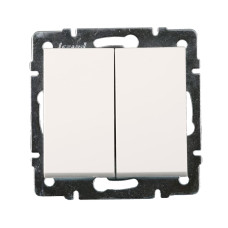 Выключатель двухклавишный LEZARD Rain белый 703-0288-101