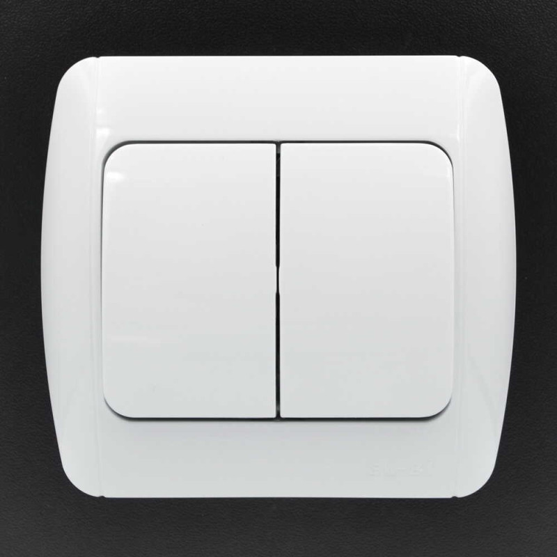 Выключатель двухклавишный EL-BI Zirve белый (501-010201-202)