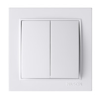 Выключатель двухклавишный NILSON Thor белый 27111003