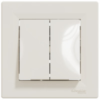 Выключатель двухклавишный SCHNEIDER Asfora крем с рамкой EPH0300123
