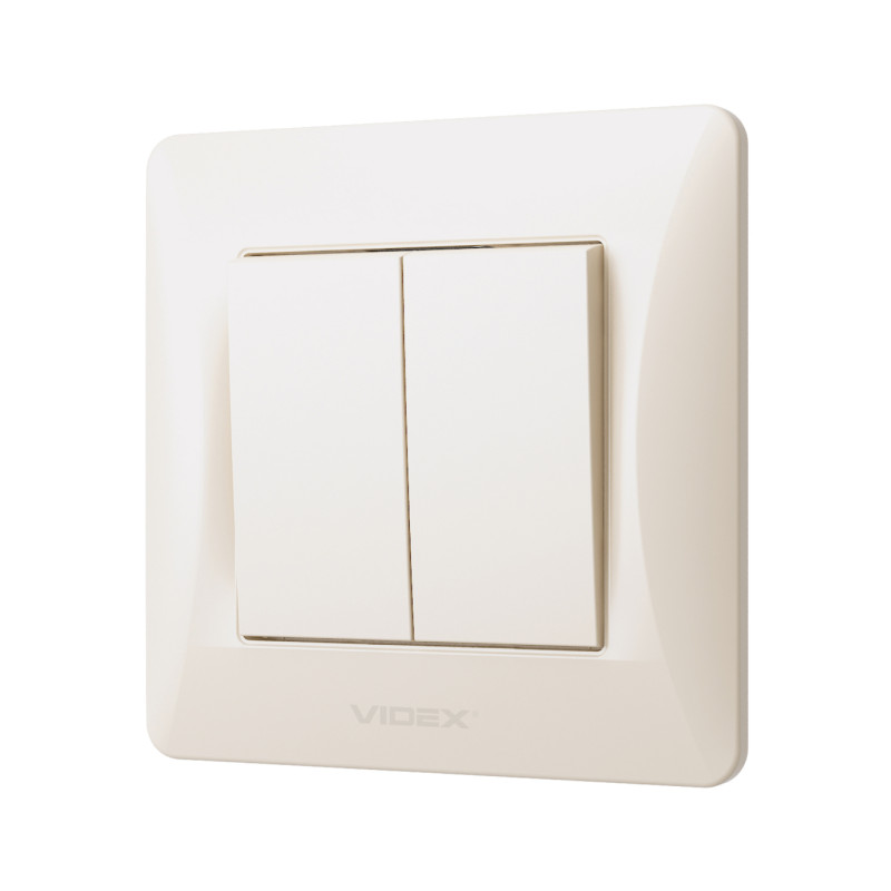 Выключатель двухклавишный VIDEX Binera крем VF-BNSW2-CR