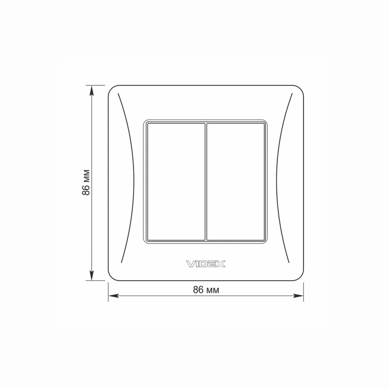 Выключатель двухклавишный VIDEX Binera серебряный шёлк VF-BNSW2-SS