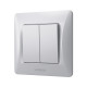 Выключатель двухклавишный VIDEX Binera серебряный шёлк VF-BNSW2-SS
