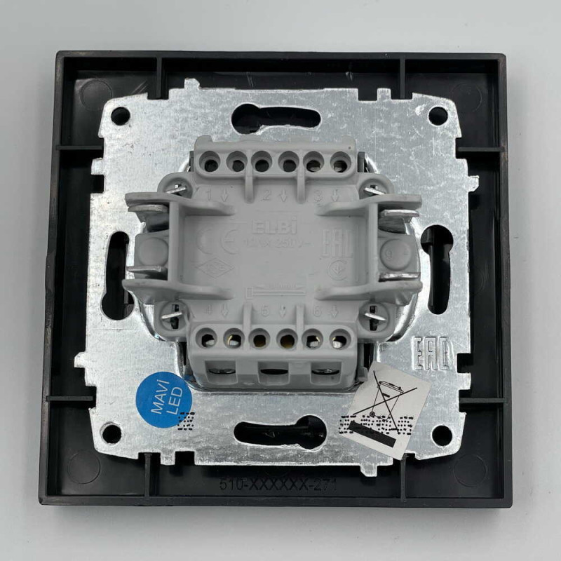 Вимикач EL-BI VEGA антрацит матовий 2-кл з підсвіткою ( 510-016700-203 )