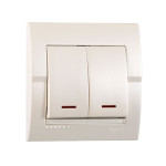 Выключатель двухклавишный с подсветкой LEZARD Deriy жемчужно-белый 702-3030-112