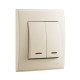 Выключатель двухклавишный с подсветкой LEZARD Lesya крем 705-0303-112