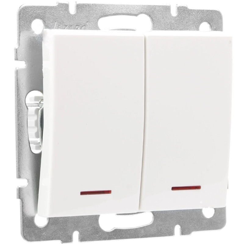Вимикач двоклавішний з підсвіткою LEZARD Rain білий 703-0288-112