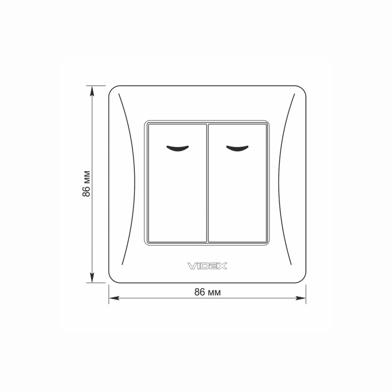 Выключатель двухклавишный с подсветкой VIDEX BINERA белый VF-BNSW2L-W