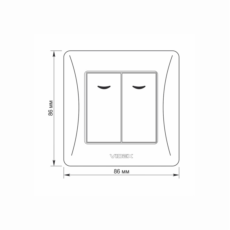 Вимикач двоклавішний з підсвіткою VIDEX Binera графіт VF-BNSW2L-BG