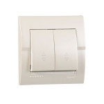 Выключатель двухклавишный проходной LEZARD Deriy жемчужно-белый 702-3030-106