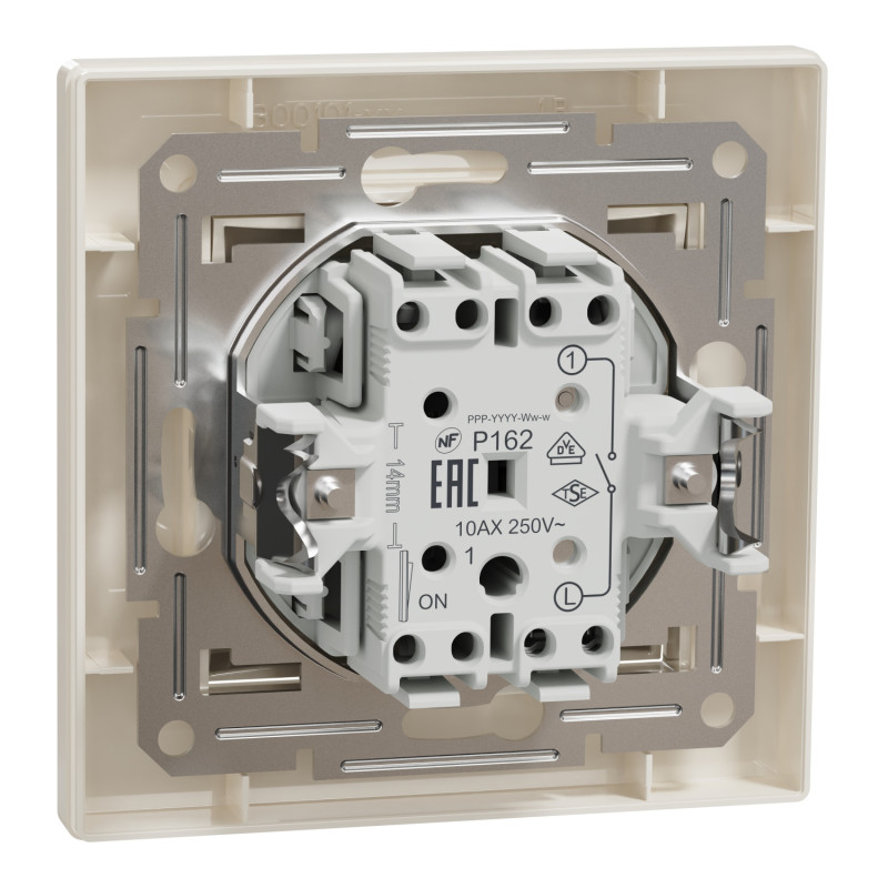 Вимикач одноклавішний SCHNEIDER Asfora крем з рамкою EPH0100123