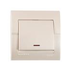 Выключатель одноклавишный с подсветкой LEZARD Deriy жемчужно-белый 702-3030-111