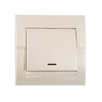 Выключатель одноклавишный с подсветкой LEZARD Deriy жемчужно-белый 702-3030-111