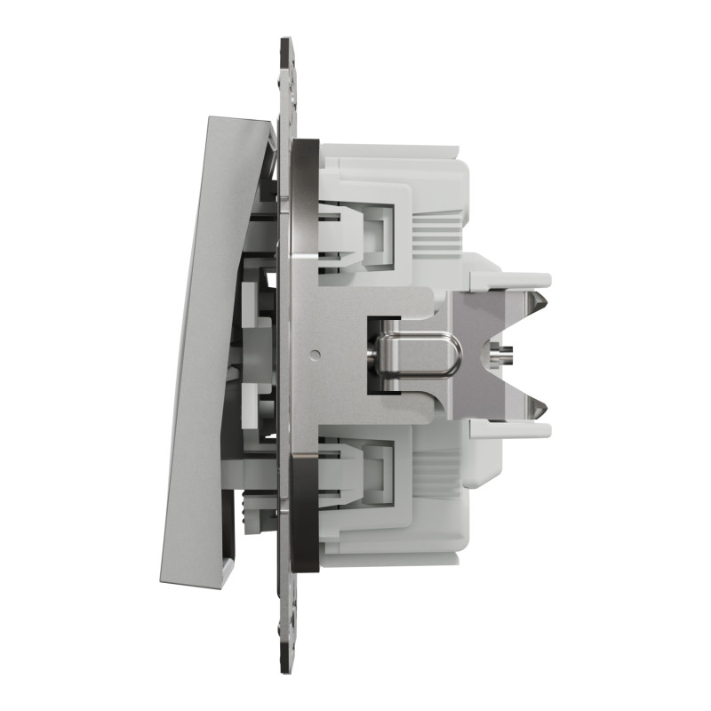 Выключатель одноклавишный с подсветкой SCHNEIDER Asfora алюминий EPH1400161