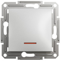 Выключатель одноклавишный с подсветкой SCHNEIDER Asfora алюминий EPH1400161