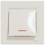 Вимикач одноклавішний з підсвіткою SCHNEIDER Asfora крем з рамкою EPH1400123