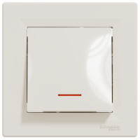 Выключатель одноклавишный с подсветкой SCHNEIDER Asfora крем с рамкой EPH1400123