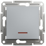 Выключатель одноклавишный с подсветкой SCHNEIDER Asfora сталь EPH1400162