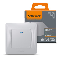 Выключатель одноклавишный с подсветкой VIDEX Binera серебряный шёлк VF-BNSW1L-SS