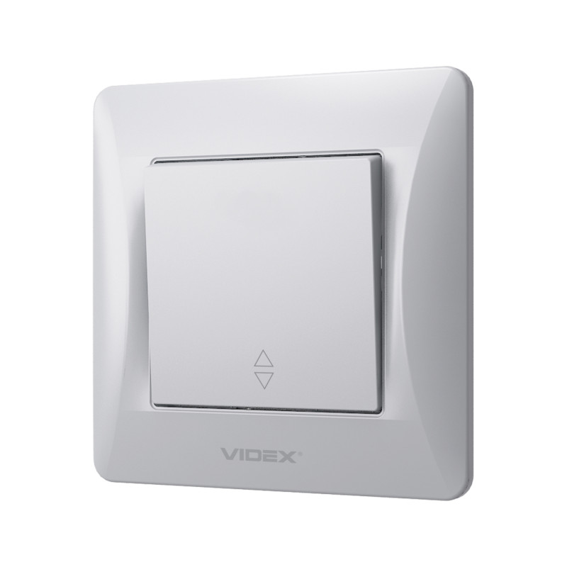 Выключатель одноклавишный проходной VIDEX Binera серебряный шёлк VF-BNSW1P-SS