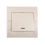 Выключатель одноклавишный проходной с подсветкой LEZARD Deriy жемчужно-белый 702-3030-114