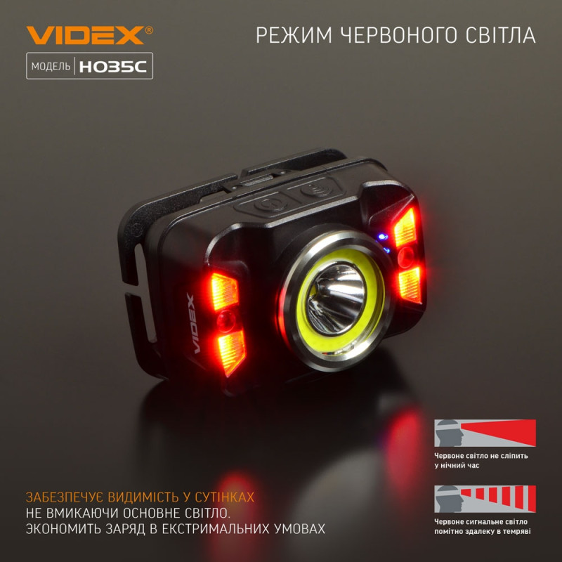 Фонарик налобный светодиодный VIDEX 410Lm 5000K (VLF-H035C)