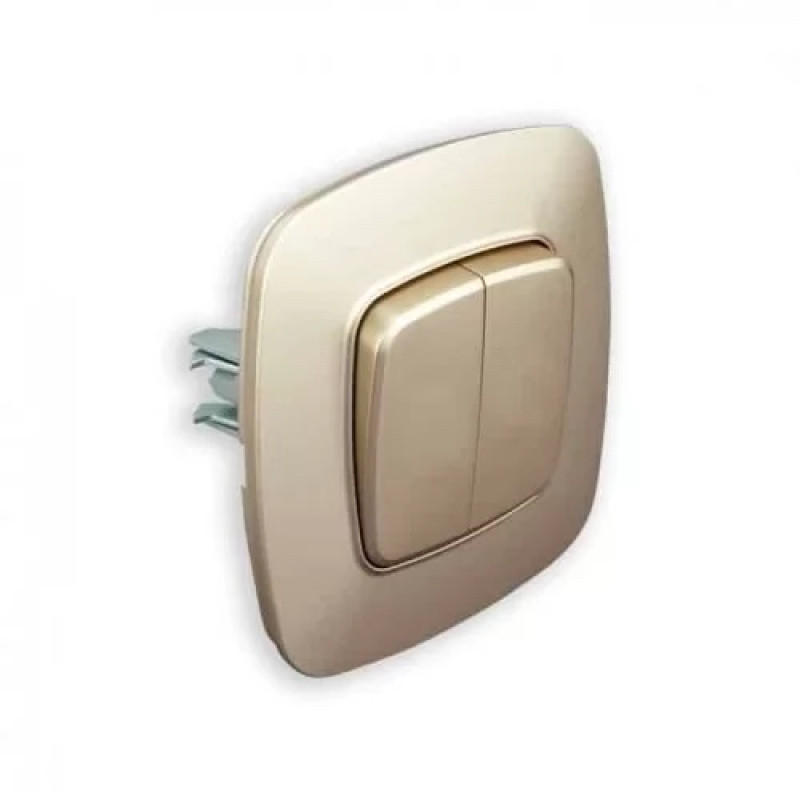 Вимикач вбудований 2-клавішний 10А 250V золотий ELA (112-007-0002-030) Horoz Electric