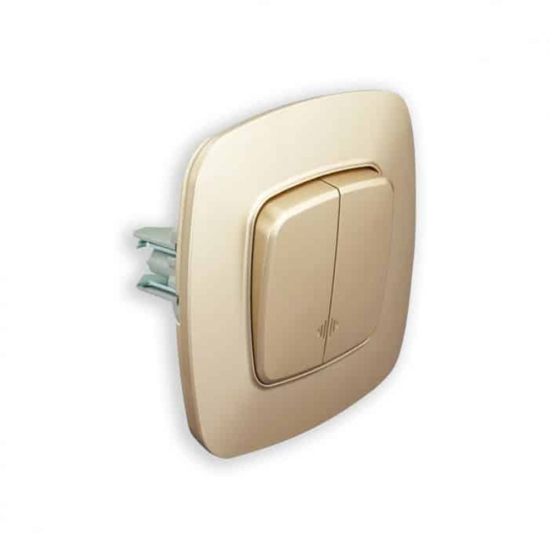 Выключатель встроенный 2-клавишный с подсветкой 10А 250V золотой ELA (112-007-0004-030) Horoz Electric