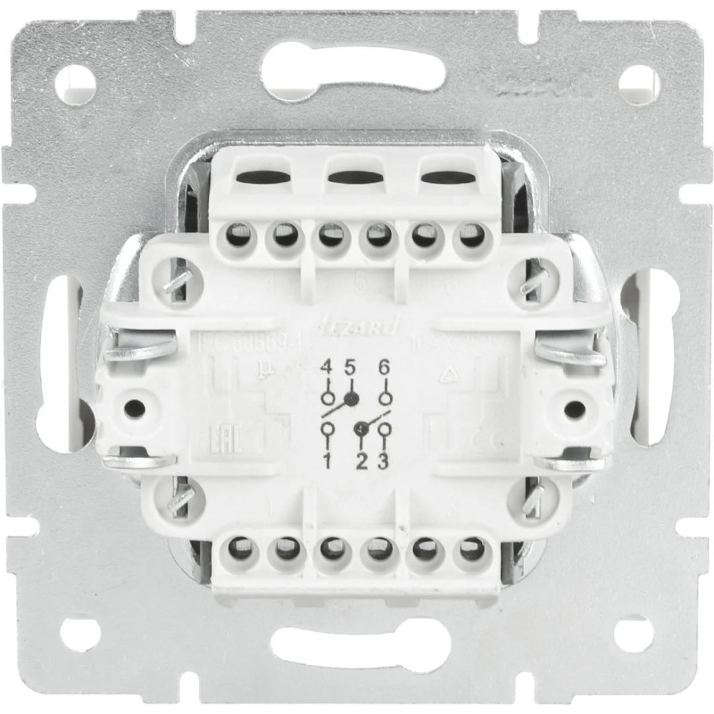 Выключатель проходной двухклавишный LEZARD Rain белый 703-0288-106