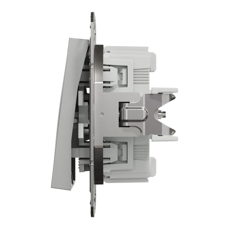 Выключатель проходной двухклавишный SCHNEIDER Asfora алюминий EPH0600161