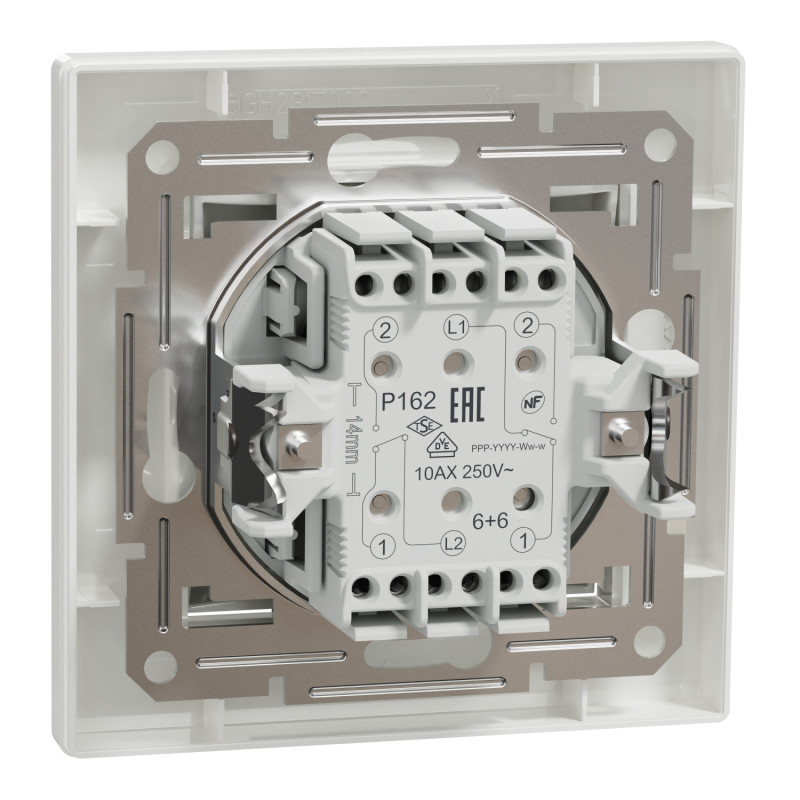 Выключатель проходной двухклавишный SCHNEIDER Asfora белый с рамкой EPH0600121