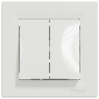 Выключатель проходной двухклавишный SCHNEIDER Asfora белый с рамкой EPH0600121