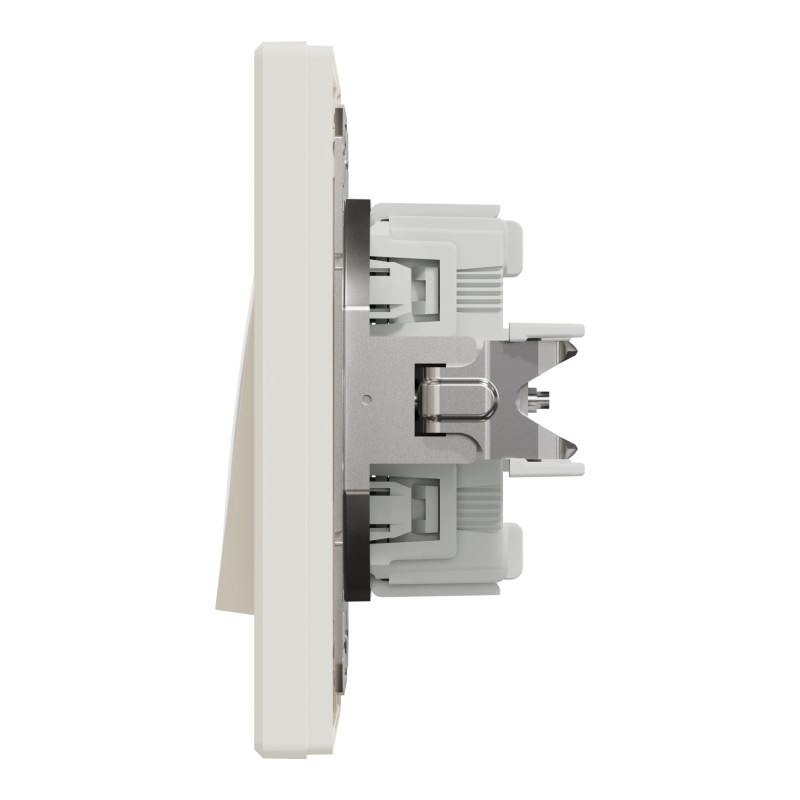 Вимикач прохідний двоклавішний SCHNEIDER Asfora крем з рамкою EPH0600123