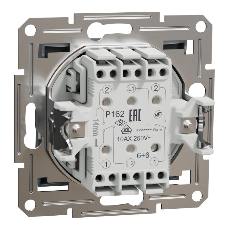 Вимикач прохідний двоклавішний SCHNEIDER Asfora сталь EPH0600162