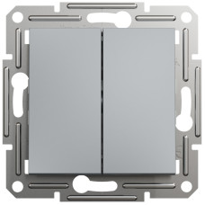 Выключатель проходной двухклавишный SCHNEIDER Asfora сталь EPH0600162