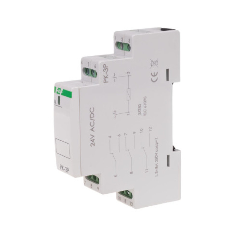 Реле электромагнитное PK-3P-24V 24 В 3×8 A F&F