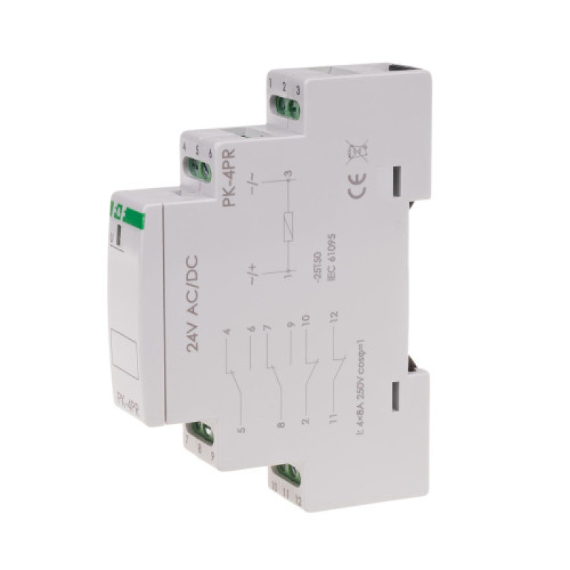 Реле электромагнитное PK-4PR-24V 24 В 2×8 A F&F